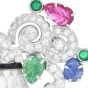 Vintage Deco Diamond Gemstone Gold Flower Brooch 