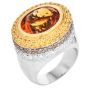 Yellow Sapphire Citrine Fancy diamond Gold Large Cocktail Ring-Dover jewelry