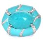 Estate Diamond Faceted Turquoise Dome 18K Statement Ring-Dover Jewelry