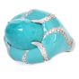 Estate Diamond Faceted Turquoise Dome 18K Statement Ring-Dover Jewelry