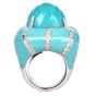Estate Diamond Faceted Turquoise Dome 18K Statement Ring-Dover Jewelry