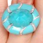 Estate Diamond Faceted Turquoise Dome 18K Statement Ring-Dover Jewelry