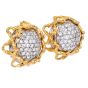 Vintage 3.25cttw Diamond 18K Gold Sunflower Motif Earrings