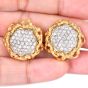Vintage 3.25cttw Diamond 18K Gold Sunflower Motif Earrings