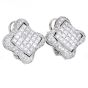 Estate 6.28cttw Diamond 18K Quatrefoil Statement Earrings-Dover Jewelry
