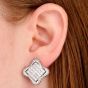 Estate 6.28cttw Diamond 18K Quatrefoil Statement Earrings-Dover Jewelry