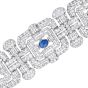 Vintage Art Deco French Diamond Sapphire Platinum Wide Bracelet