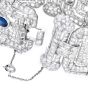 Vintage Art Deco French Diamond Sapphire Platinum Wide Bracelet