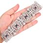 Vintage Art Deco French Diamond Sapphire Platinum Wide Bracelet