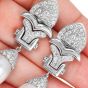 Estate Diamond Platinum Scalloped South Sea Pearl Dangle Drop Earrings-Dover Jewelry