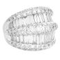 Couture 4.48cts Baguette Diamond Platinum Double Row Cocktail Ring