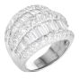Couture 4.48cts Baguette Diamond Platinum Double Row Cocktail Ring-Dover Jewelry