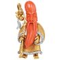 Vintage Coral 18K Gold Chinese Monk Shou Lao Large Brooch Pin-Dover Jewelry