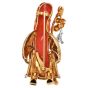 Vintage Coral 18K Gold Chinese Monk Shou Lao Large Brooch Pin-Dover Jewelry