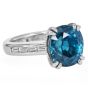 GIA 9.70cts Blue Zircon Diamond Platinum Cushion Engagement Ring|Dover Jewelry|