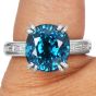 GIA 9.70cts Blue Zircon Diamond Platinum Cushion Engagement Ring|Dover Jewelry|