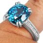GIA 9.70cts Blue Zircon Diamond Platinum Cushion Engagement Ring|Dover Jewelry|