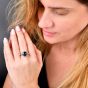 GIA 9.70cts Blue Zircon Diamond Platinum Cushion Engagement Ring|Dover Jewelry|