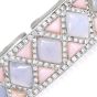 Diamond Mother Of Pearl Chalcedony 18K Gold  Cuff Bracelet |Dover Jewelry |
