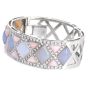 Diamond Mother Of Pearl Chalcedony 18K Gold  Cuff Bracelet |Dover Jewelry |
