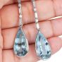 Bridal Aquamarine 23.41cts Diamond 18K Gold Long Tear Drop Earrings|Dover Jewelry|