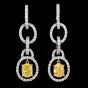 Leo Pizzo Fancy Yellow Oval Diamond Platinum 18K  Dangle Earrings|Dover Jewelry
