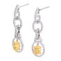 Leo Pizzo Fancy Yellow Oval Diamond Platinum 18K  Dangle Earrings|Dover Jewelry