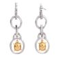 Leo Pizzo Fancy Yellow Oval Diamond Platinum 18K  Dangle Earrings