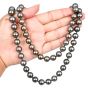 Long 13-10mm South Sea Pearl Diamond Round Gold Clasp Necklace