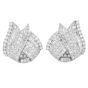 Estate 9.00cts Diamond 1970s 18K Gold Ribbon Fold Statement Earrings-Dover Jewelry