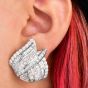 Estate 9.00cts Diamond 1970s 18K Gold Ribbon Fold Statement Earrings-Dover Jewelry