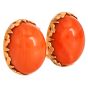 Mario Buccellati Coral Vintage 1960s 18K Gold Oval Statement Earrings-Dover Jewelry