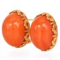 Mario Buccellati Coral Vintage 1960s 18K Gold Oval Statement Earrings-Dover Jewelry