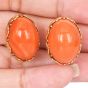 Mario Buccellati Coral Vintage 1960s 18K Gold Oval Statement Earrings-Dover Jewelry