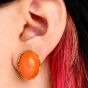Mario Buccellati Coral Vintage 1960s 18K Gold Oval Statement Earrings-Dover Jewelry
