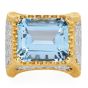 Mario Buccellati Vintage Diamond GIA Aquamarine 18K Gold Cocktail Ring