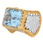 Mario Buccellati Vintage Diamond GIA Aquamarine 18K Gold Cocktail Ring