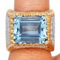 Mario Buccellati Vintage Diamond GIA Aquamarine 18K Gold Cocktail Ring