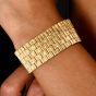 Vintage Heavy 18K Yellow Gold Solid  Bark-Finish Link Bracelet |Dover Jewelry|