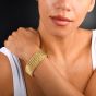 Vintage Heavy 18K Yellow Gold Solid  Bark-Finish Link Bracelet |Dover Jewelry|