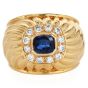 Estate Sapphire 1.34cts Diamond 18K Ridged Dome Cocktail Ring|Dover Jewelry|