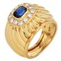 Estate Sapphire 1.34cts Diamond 18K Ridged Dome Cocktail Ring|Dover Jewelry|