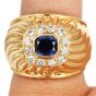 Estate Sapphire 1.34cts Diamond 18K Ridged Dome Cocktail Ring|Dover Jewelry|
