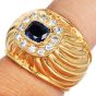 Estate Sapphire 1.34cts Diamond 18K Ridged Dome Cocktail Ring|Dover Jewelry|