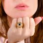 Estate Sapphire 1.34cts Diamond 18K Ridged Dome Cocktail Ring|Dover Jewelry|