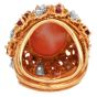 Vintage Diamond  Ruby Coral 18K Yellow Gold Dome Cocktail Ring | Dover Jewelry|