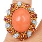 Vintage Diamond  Ruby Coral 18K Yellow Gold Dome Cocktail Ring | Dover Jewelry|