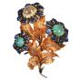 Buccellati Vintage Cabochon Emerald Sapphire 18K Flower Bouquet Brooch-Dover Jewelry