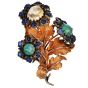 Buccellati Vintage Cabochon Emerald Sapphire 18K Flower Bouquet Brooch-Dover Jewelry