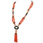 Vintage 1970s Diamond Coral Onyx 18K Gold Tassel Statement Necklace-Dover Jewelry